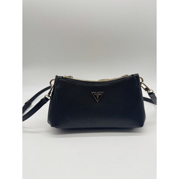 GUESS Noelle triple compartment faux-leather women's small crossbody bag - Black - Picture 9 of 12